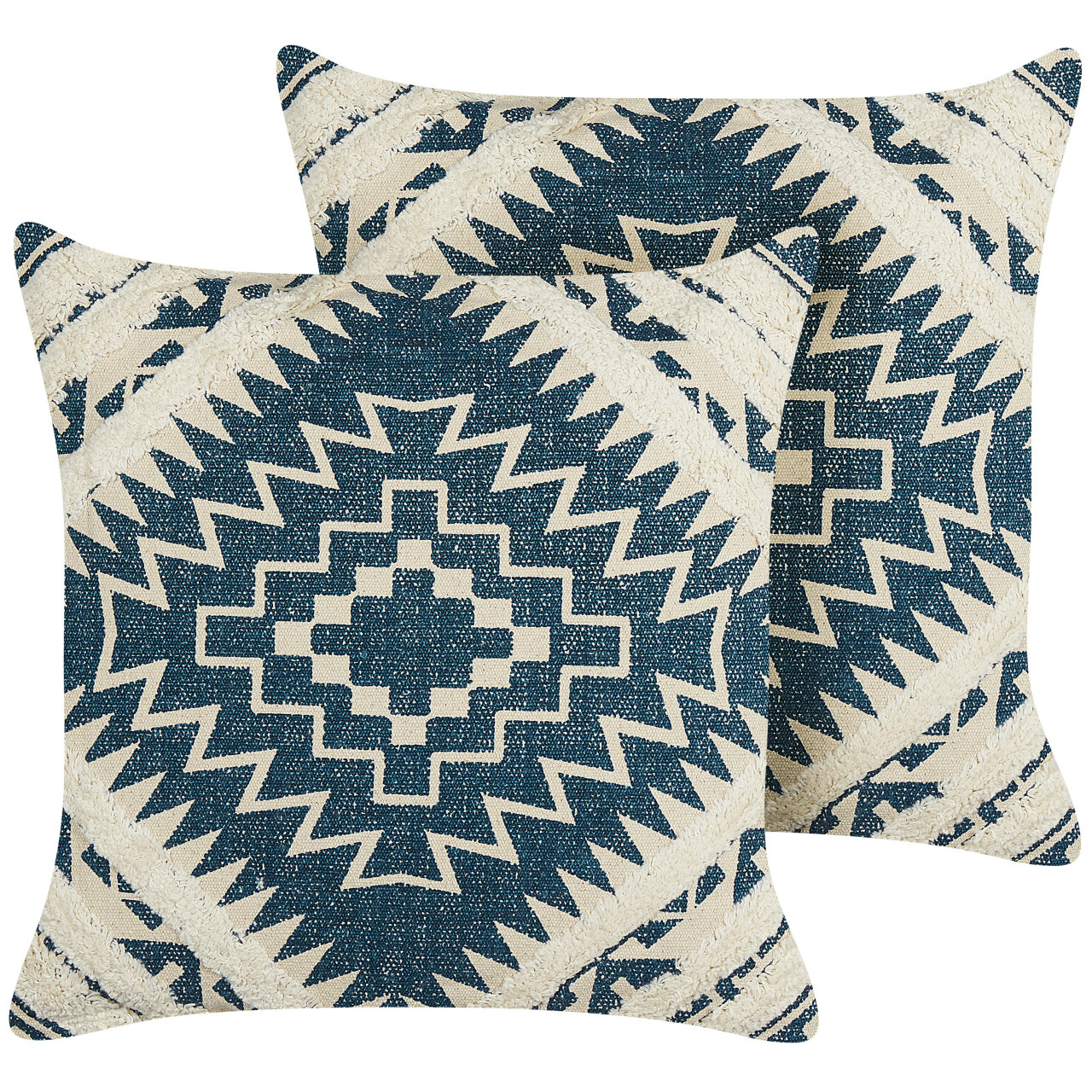 Cojines decorativos Safi algodón 100% azul conjunto de 2