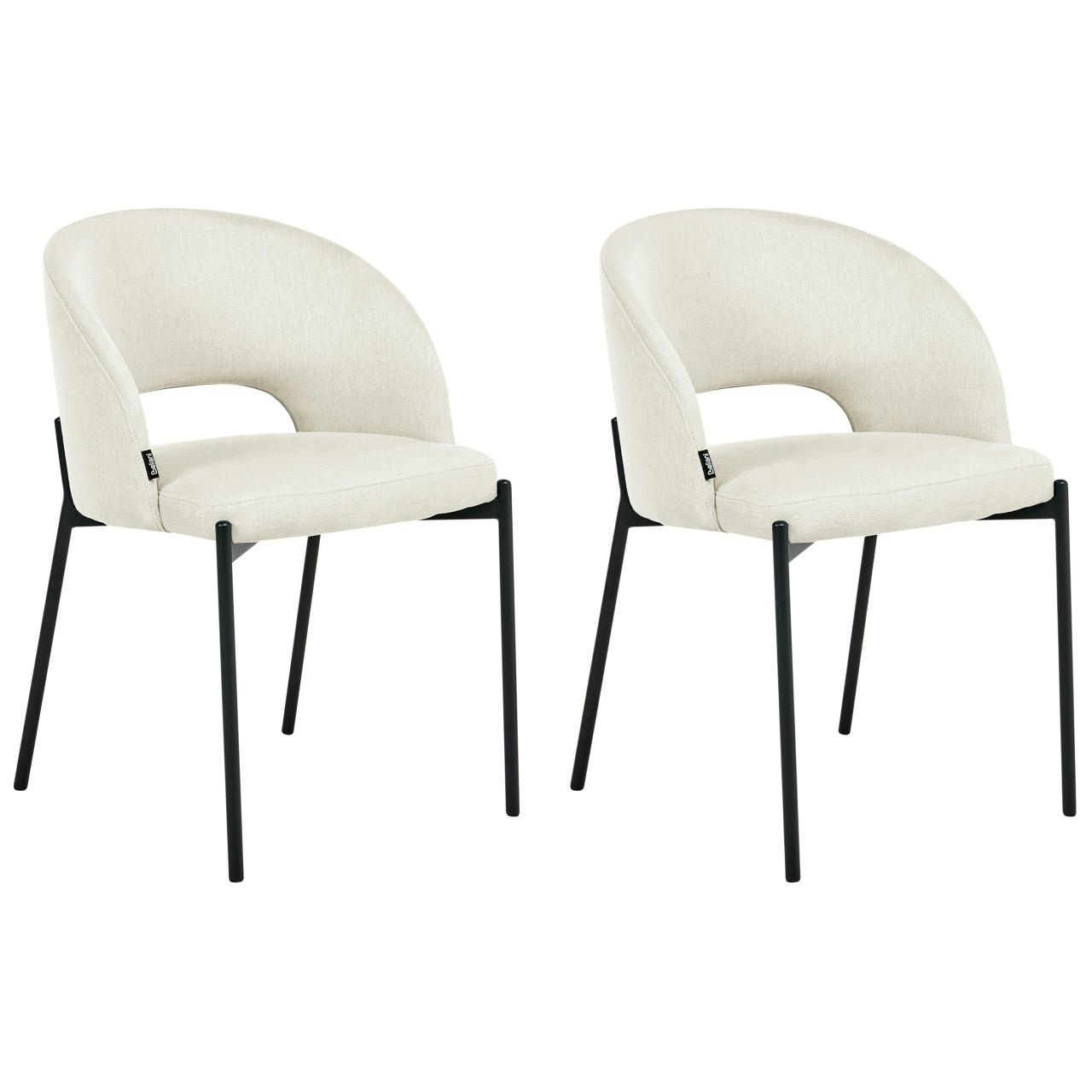Penny dining chair in beige fabric, metal legs (set of 2)