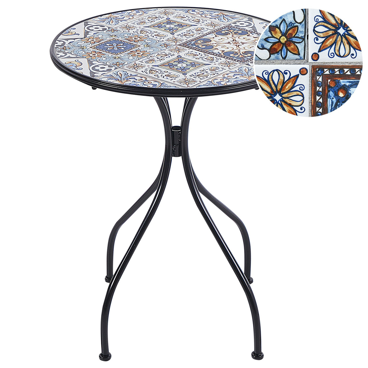Mesa de balcón Civita hierro con tapa cerámica en mosaico
