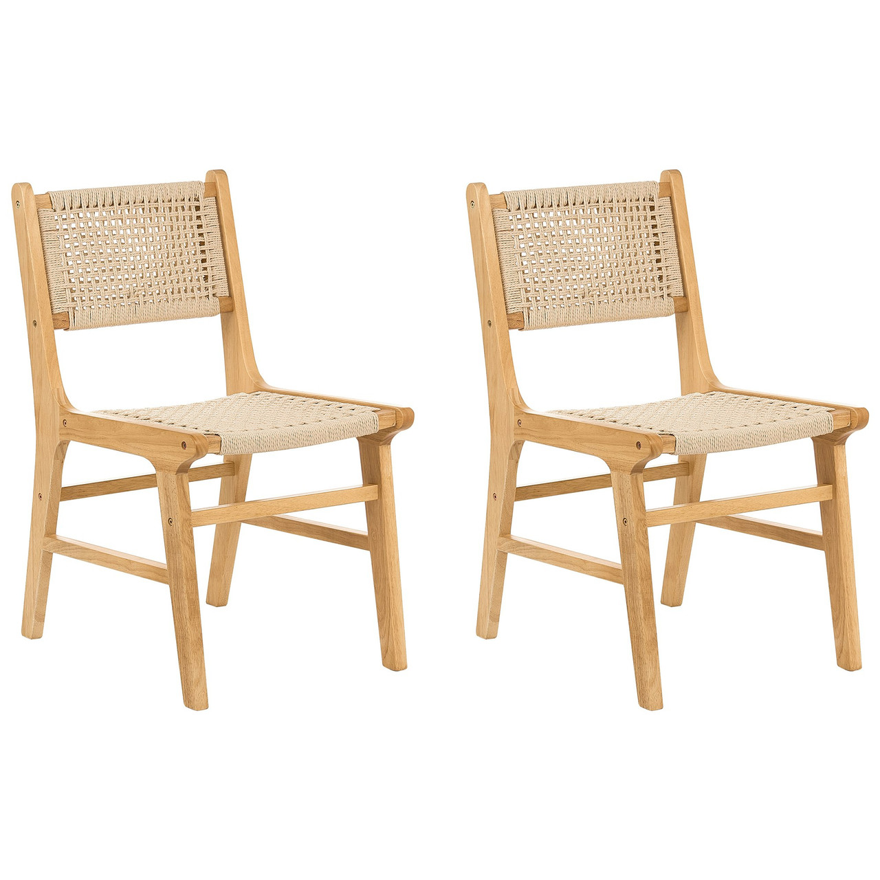 Silla de comedor Ozella madera de caucho con asiento de cordón de papel