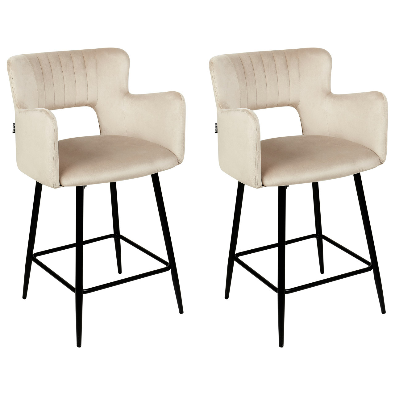 Conjunto 2 Taburetes de Bar Sanilac Terciopelo Crema