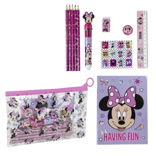 Set escolar Minnie con estuche transparente