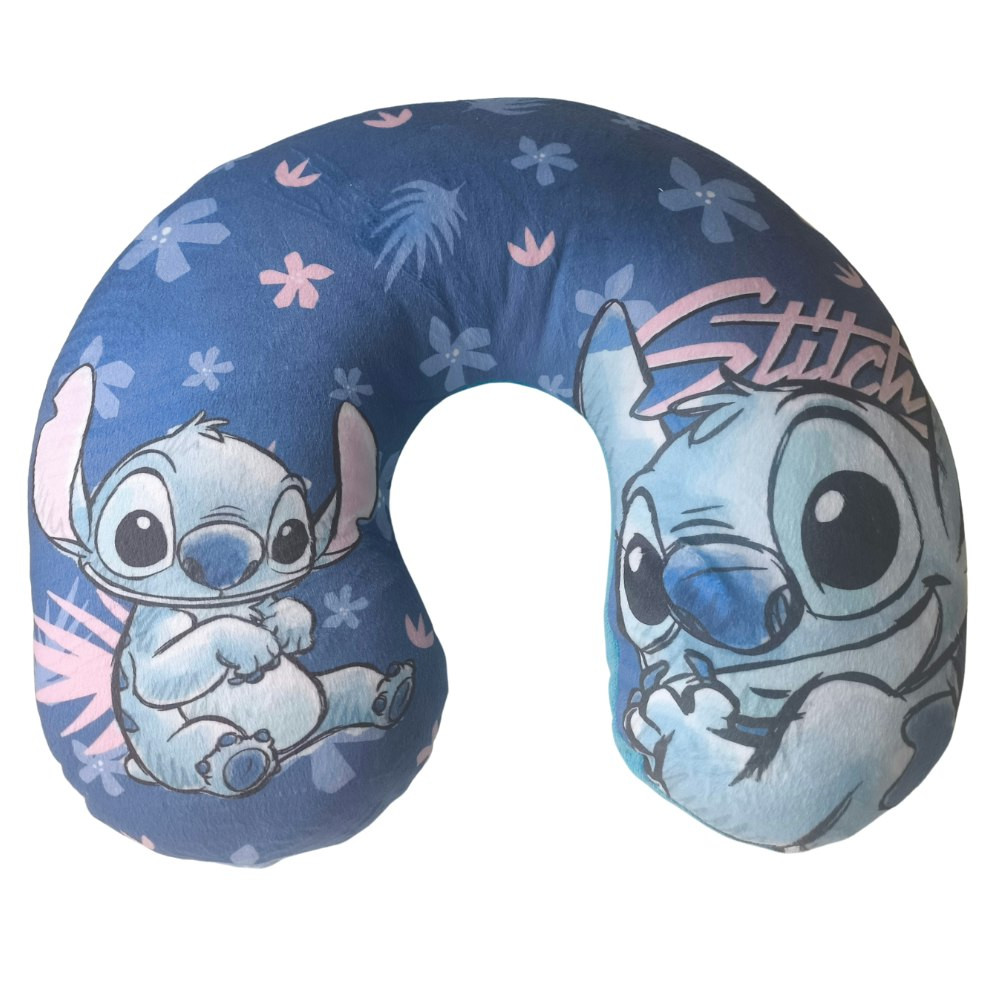 Almohada de viaje Stitch en U poliéster - Azul