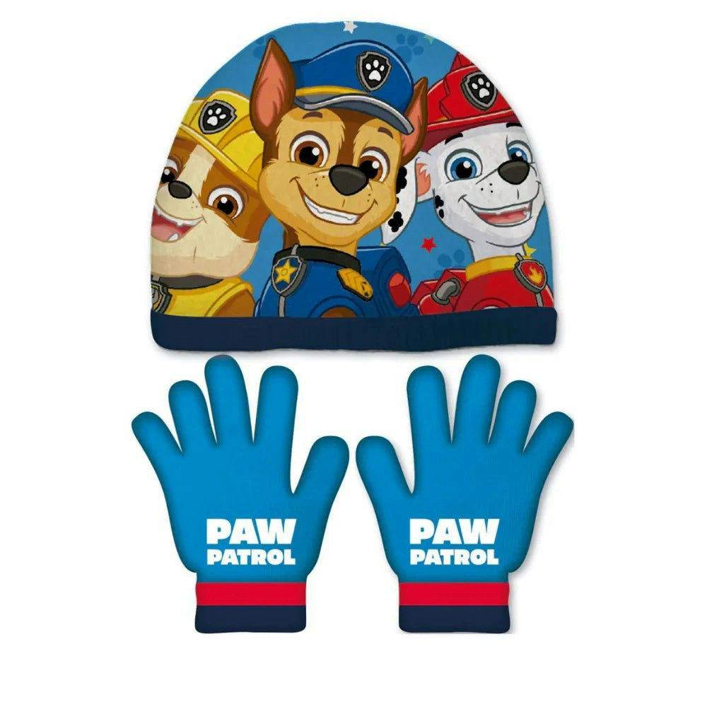 Conjunto gorro y guantes con estampado Paw Patrol
