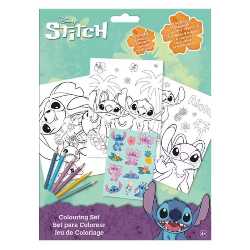 Conjunto colorir Stitch com lápis e autocolantes