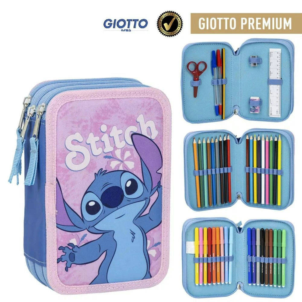 Conjunto Escolar Stitch com estojo triplo