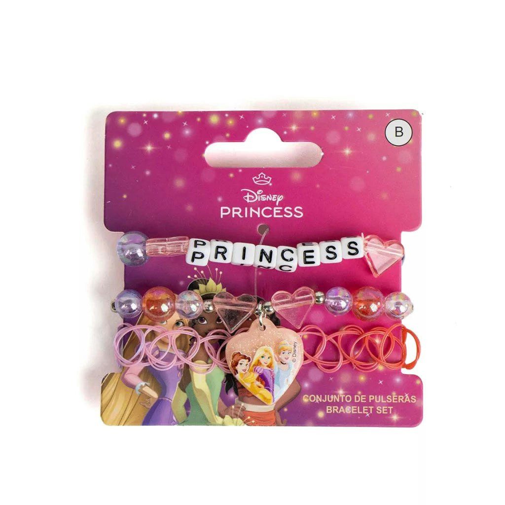 Conjunto de pulseras infantiles Princesas Disney con corazones