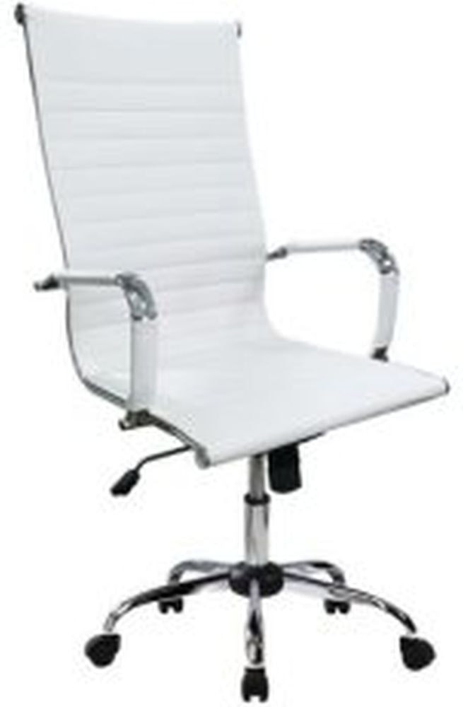 Ergonomic high-back office chair white faux leather