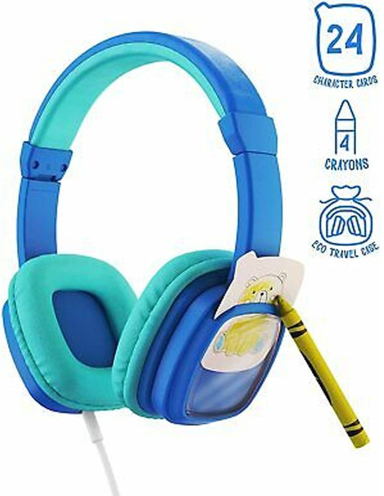 Kids headphones with volume limiter and microphone