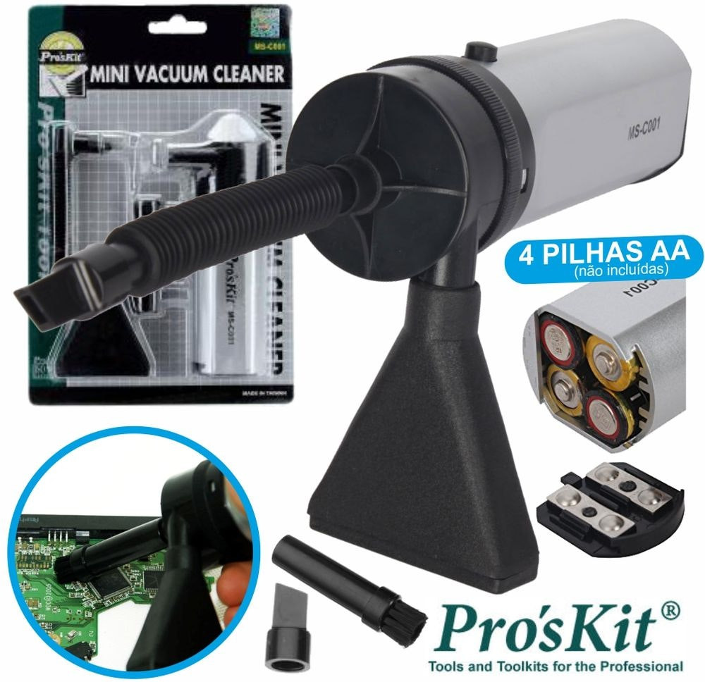 Portable battery mini vacuum with flexible extension and brush