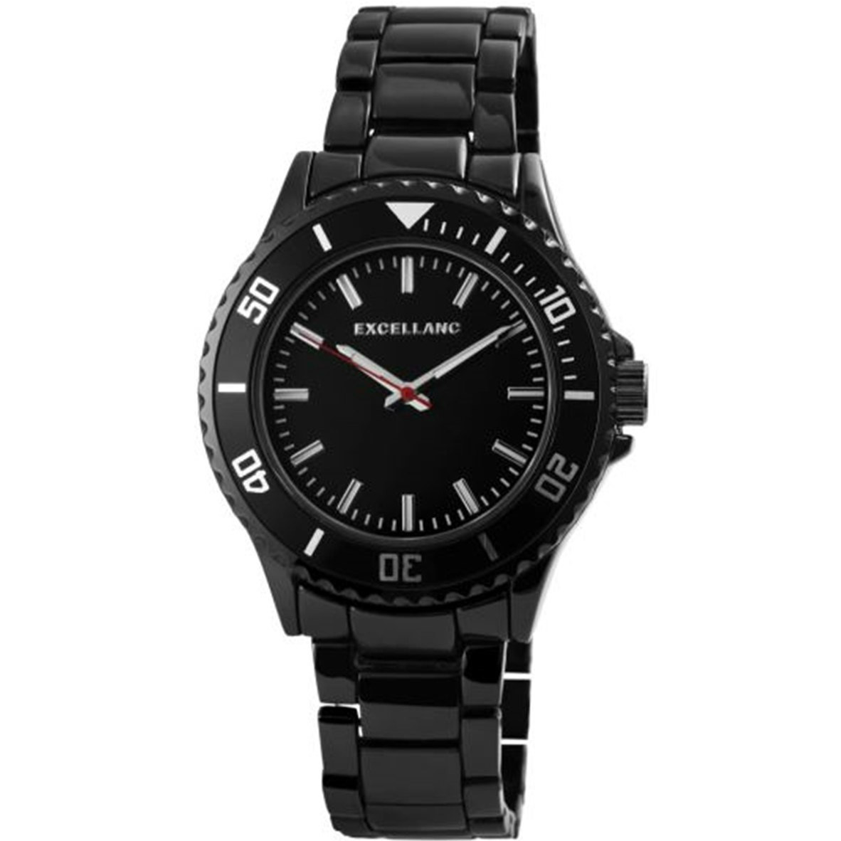 Reloj analógico de metal con esfera negra