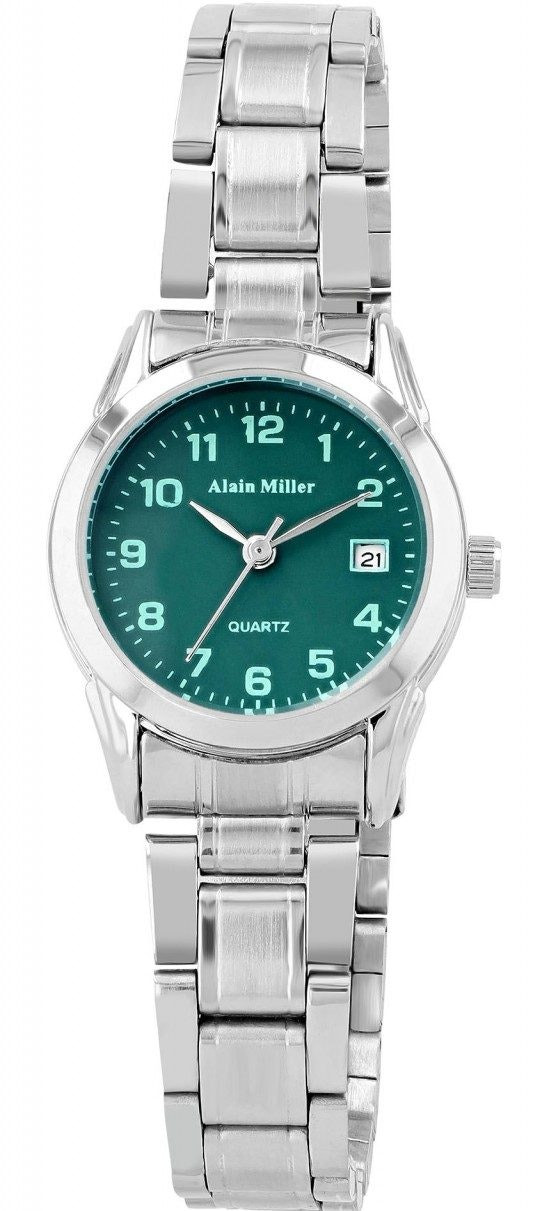 Analog women’s watch stainless steel green dial with date