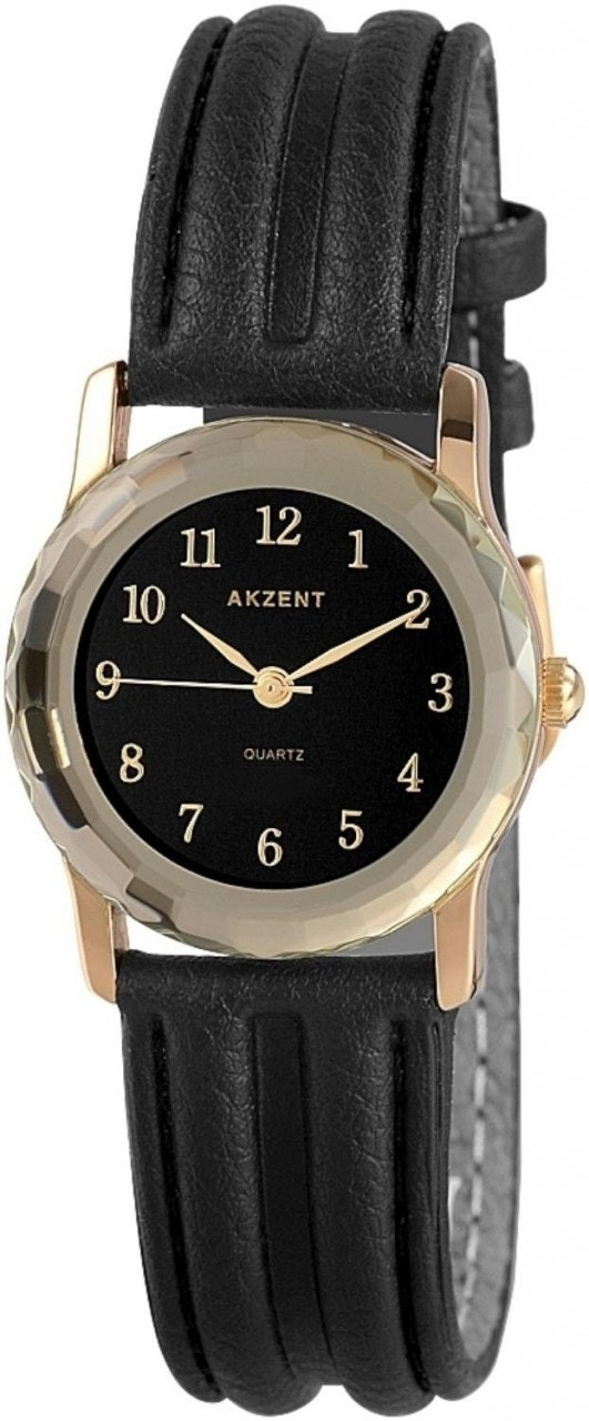 Analog watch metal case synthetic strap