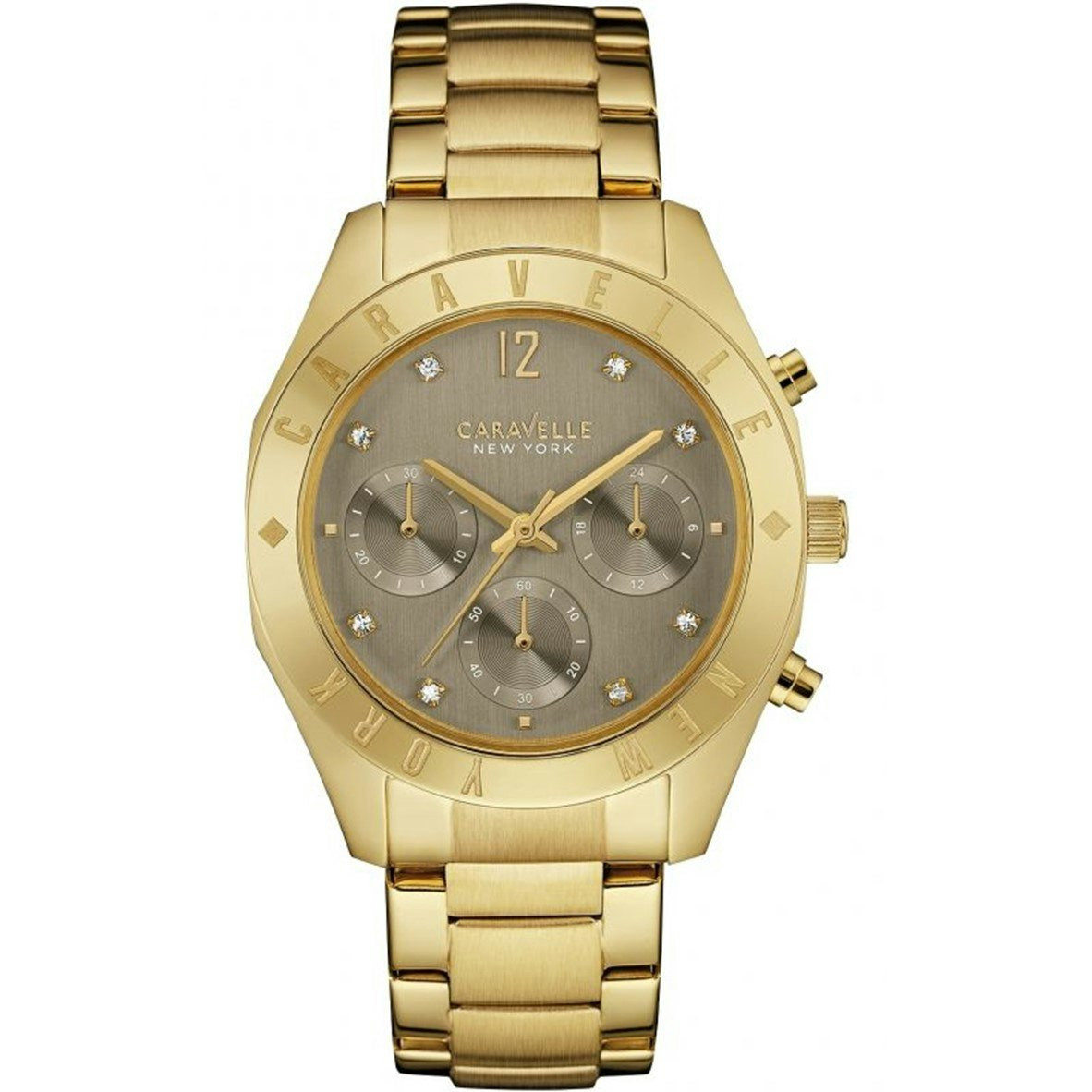 Reloj analógico acero 37 mm esfera gris oscuro brazalete dorado