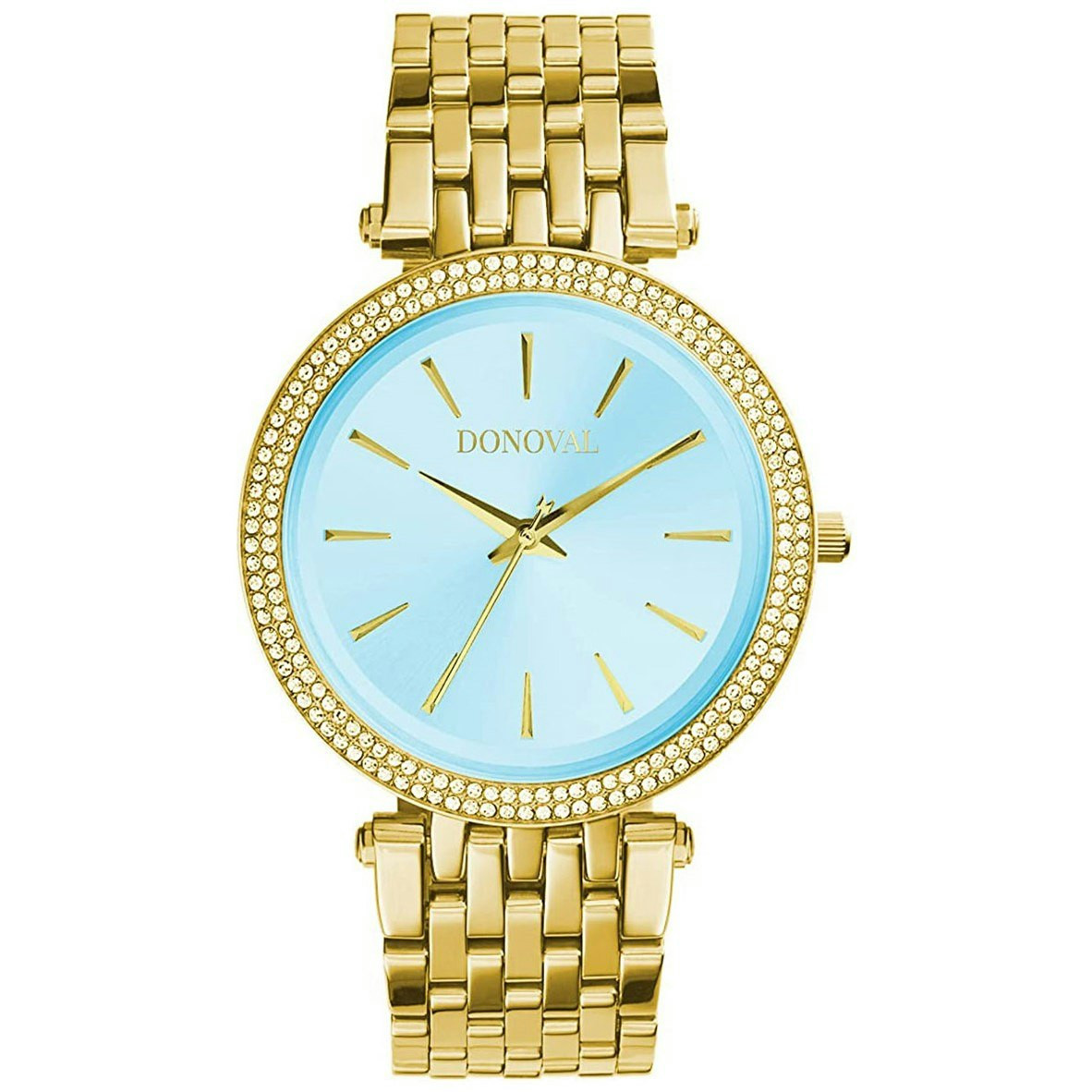 Justlady DL0033 reloj con esfera azul y pulsera dorada de acero inoxidable