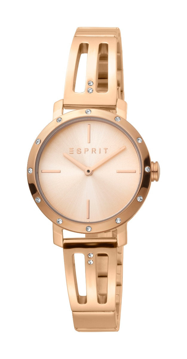 Reloj casual de acero inoxidable con esfera y correa rosa