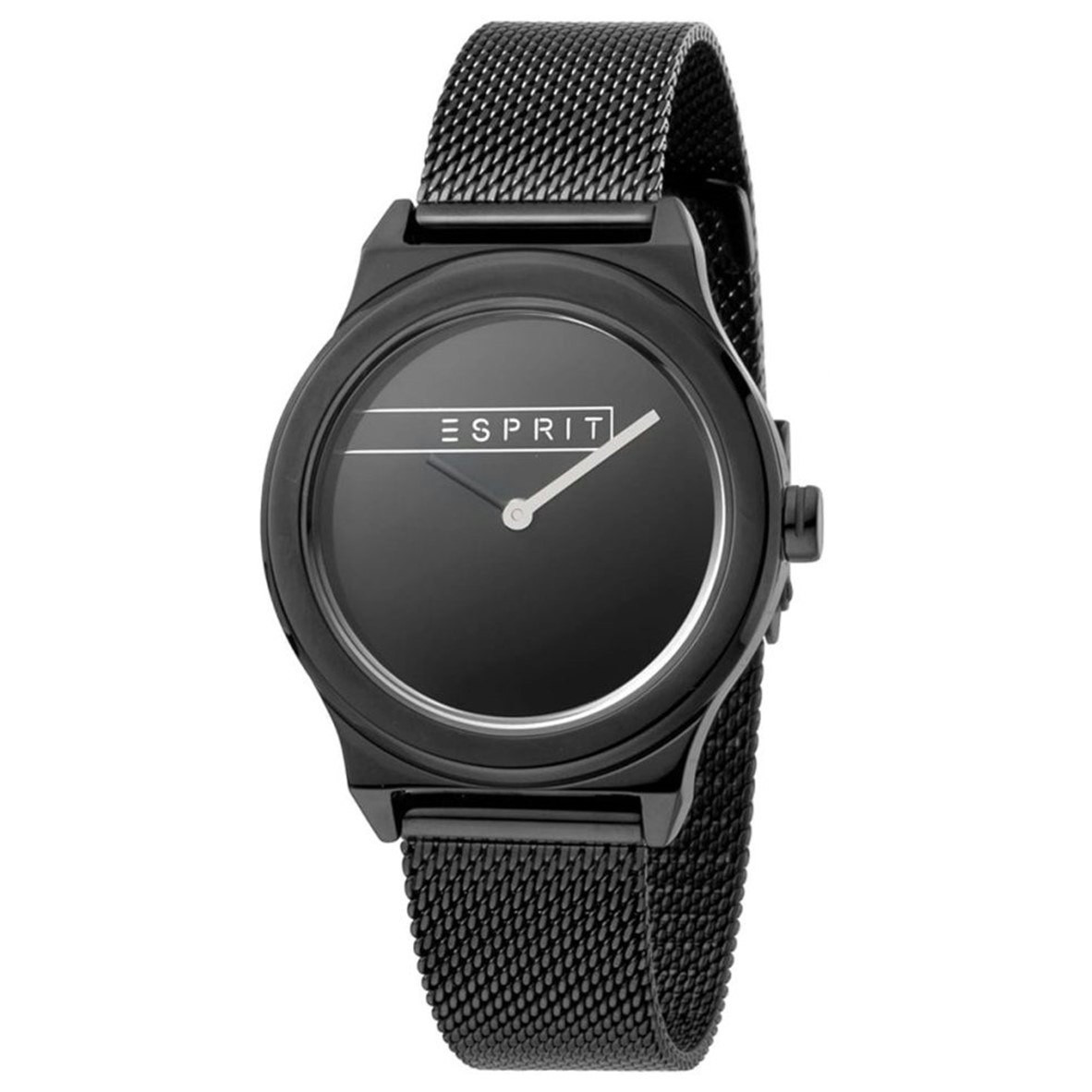 Reloj analógico en acero inoxidable con esfera negra