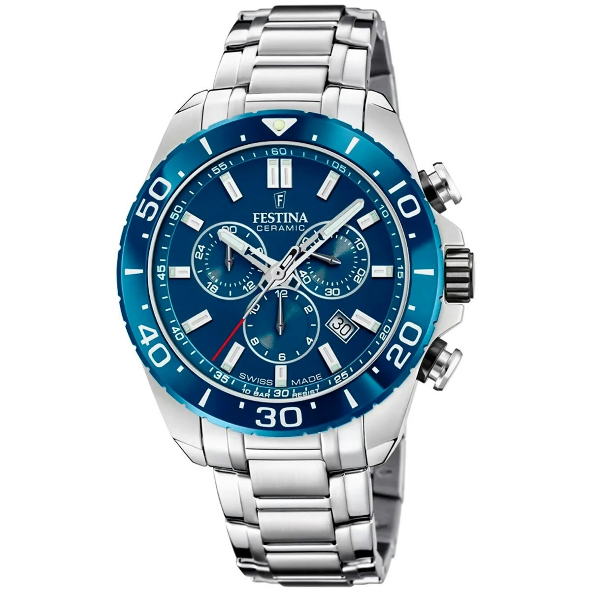 Reloj cronógrafo cerámico con movimiento suizo