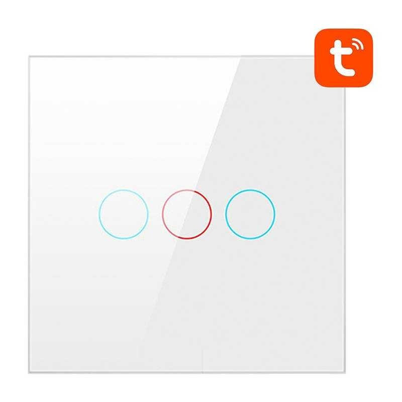 Interruptor inteligente ZigBee 3 canales LZTS02-EU-W3 vidrio templado blanco