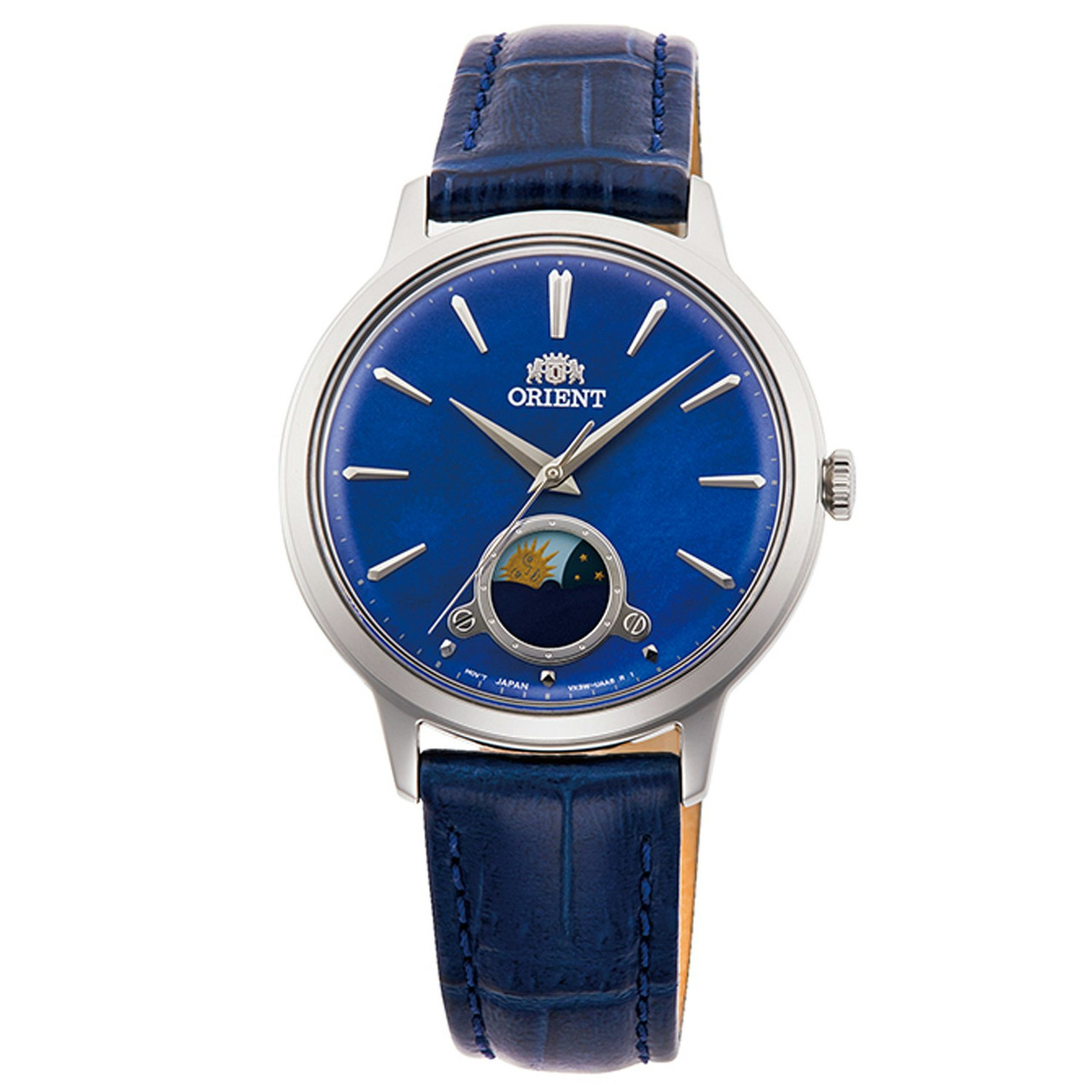Reloj analógico cuarzo esfera azul correa piel