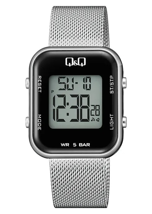 Reloj cuadrado de resina con brazalete de acero inoxidable y cristal acrílico