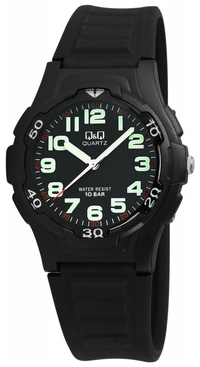 Reloj analógico de hombre con caja de plástico y correa de silicona negra