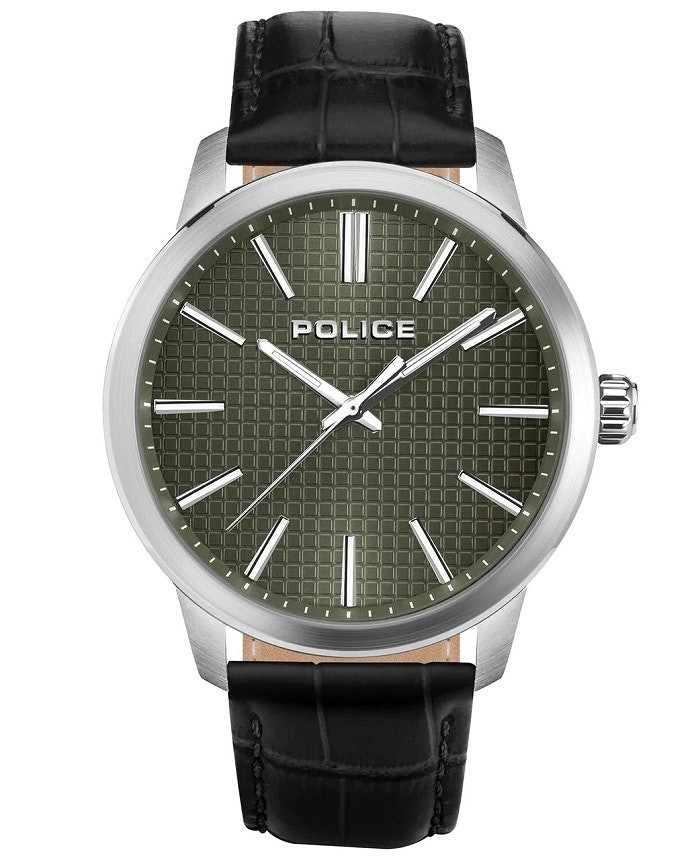 Casual leather watch with black dial