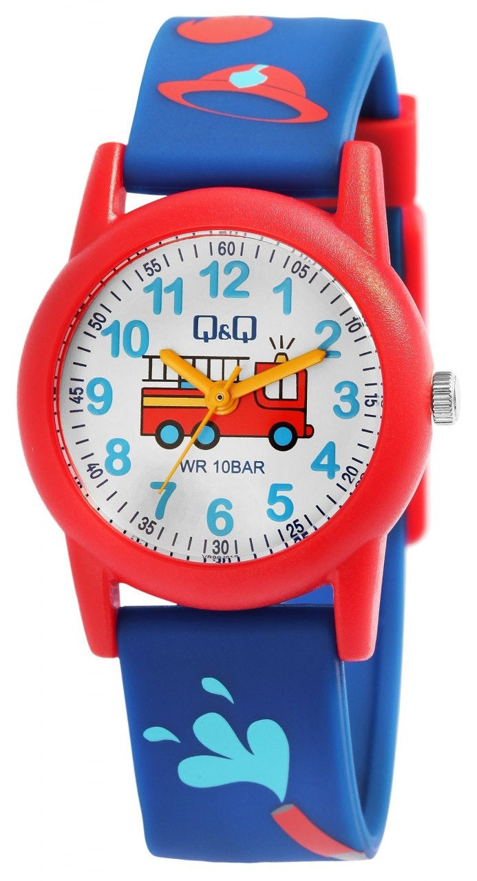 Reloj infantil analógico de plástico con correa de silicona y motivos de bombero