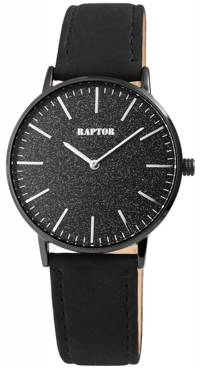 GLEN unisex metal case watch with mineral glass and genuine leather strap