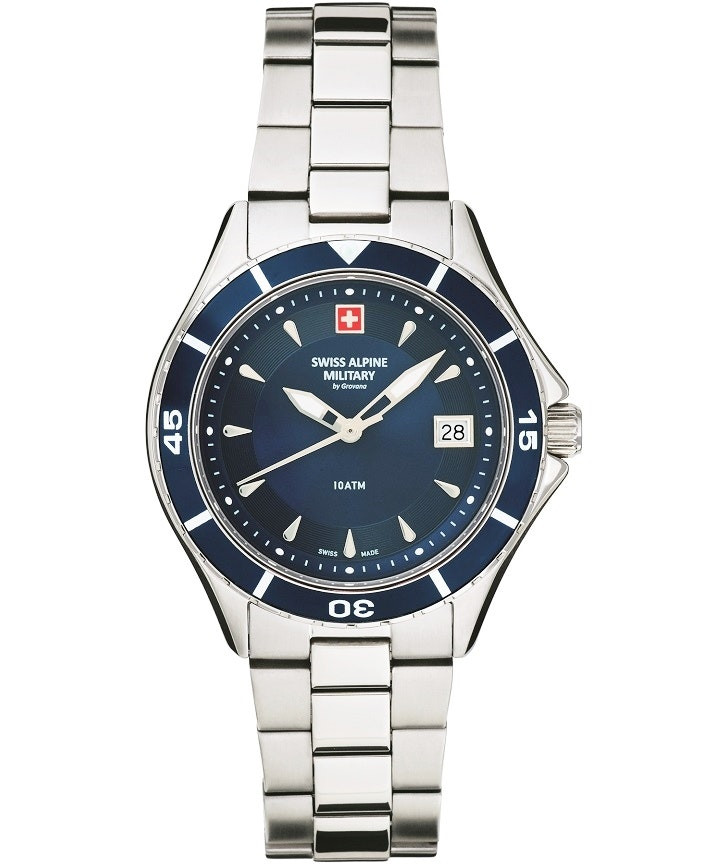Reloj analógico en acero inoxidable con esfera azul
