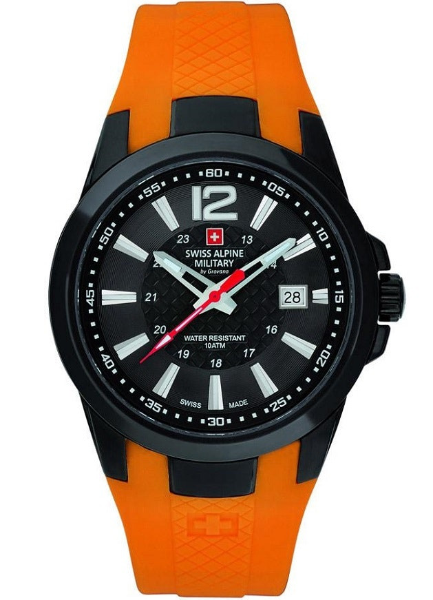 Reloj analógico Swiss Alpine Military con esfera naranja