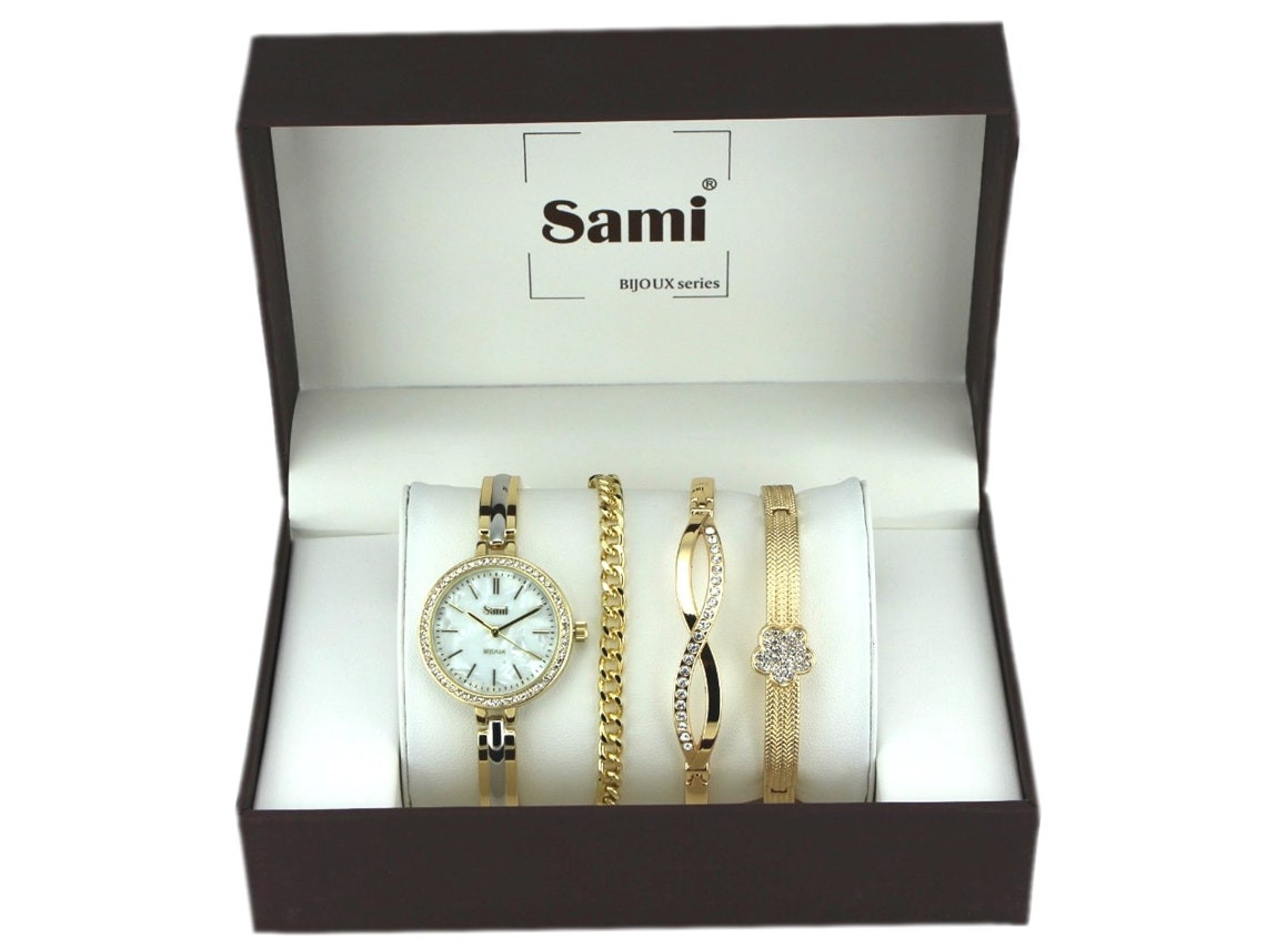 Watch set with stainless steel bracelet and two bracelets