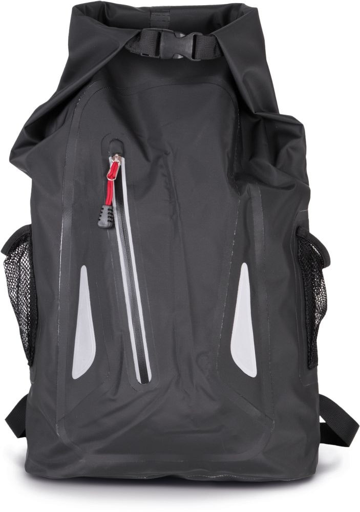 Waterproof tarpaulin backpack with roll-top and waterproof front pocket