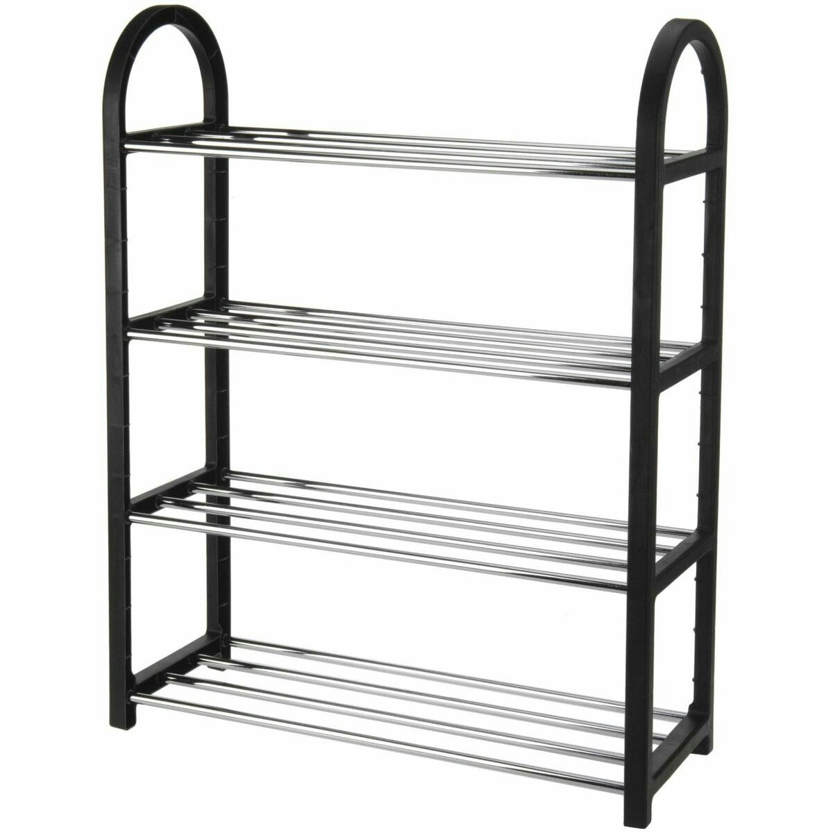 4-tier metal shoe rack with aluminum finish 50x65x19 cm