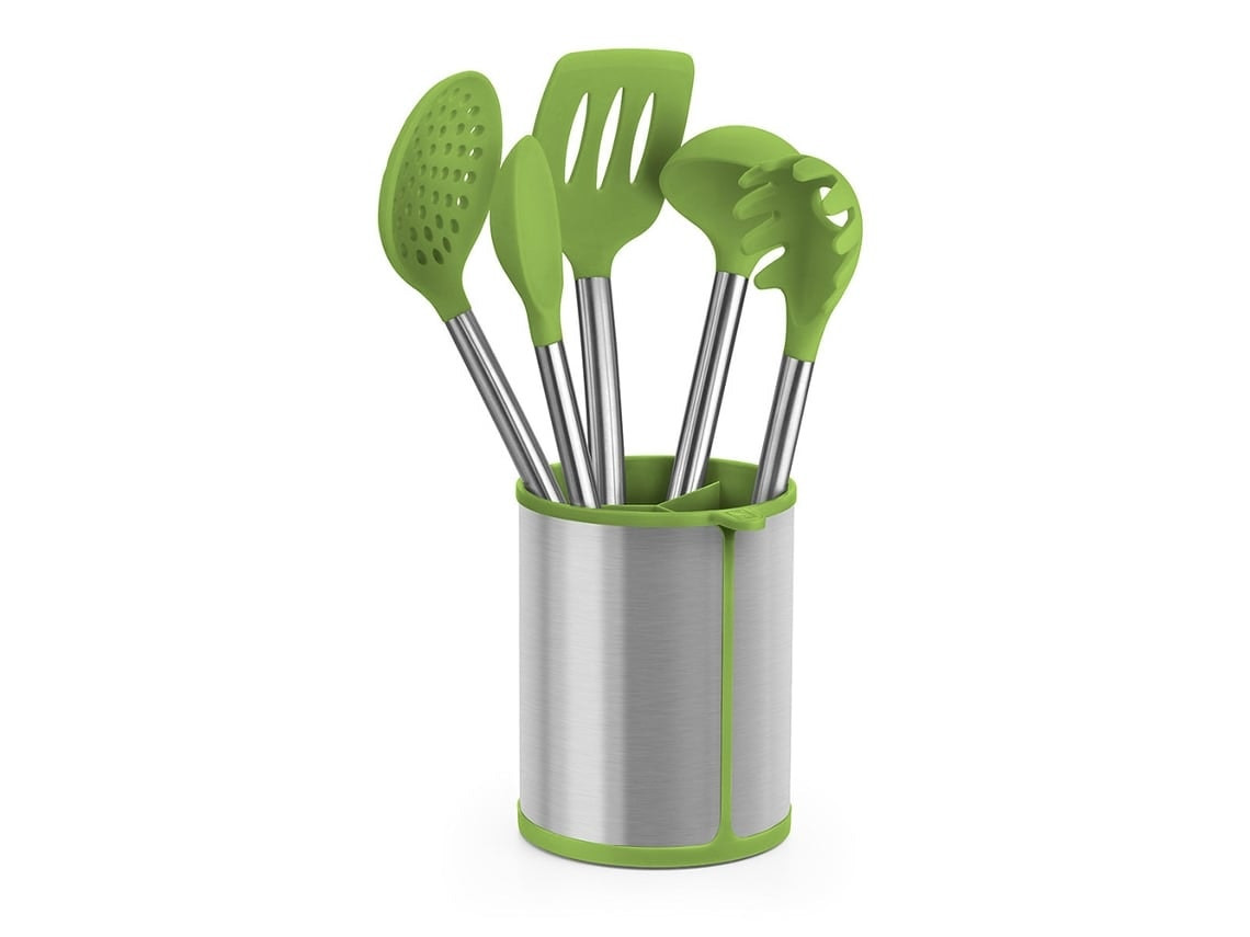 Set of kitchen spatulas A197011 stainless steel and green silicone