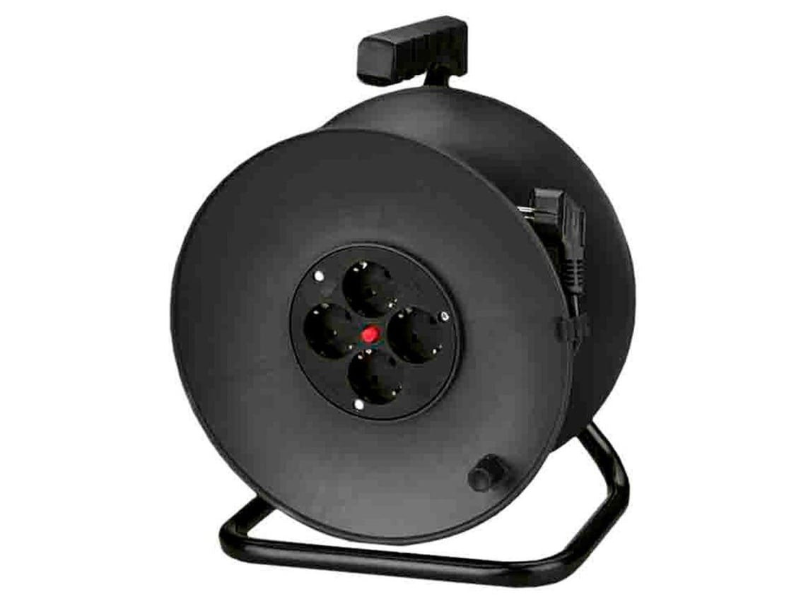 Carrete de cable con protector térmico y 4 tomas 50 m
