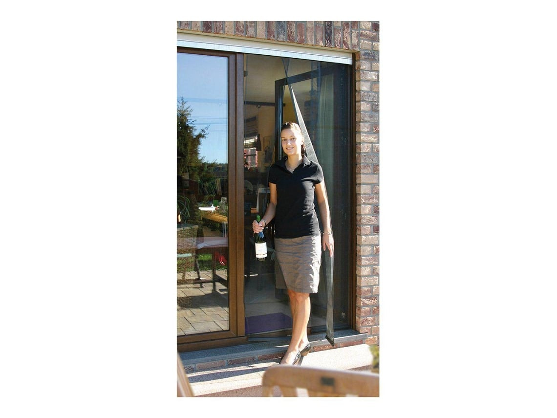 Cortina mosquitera puerta 75 x 220 cm fibra de vidrio antracita