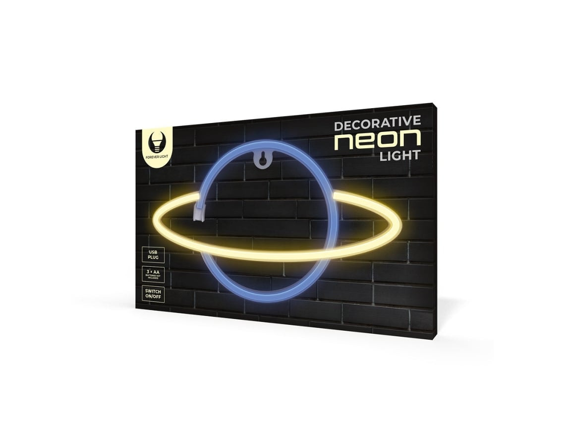 Neón LED Saturno modelo RTV100228 amarillo y azul