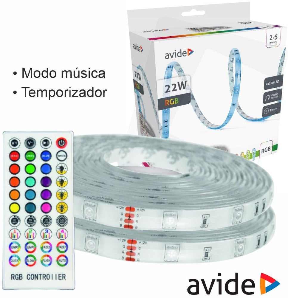 Tira LED RGB con mando 10 m