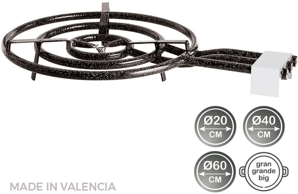 Quemador para paella 60 cm acero 3 anillos