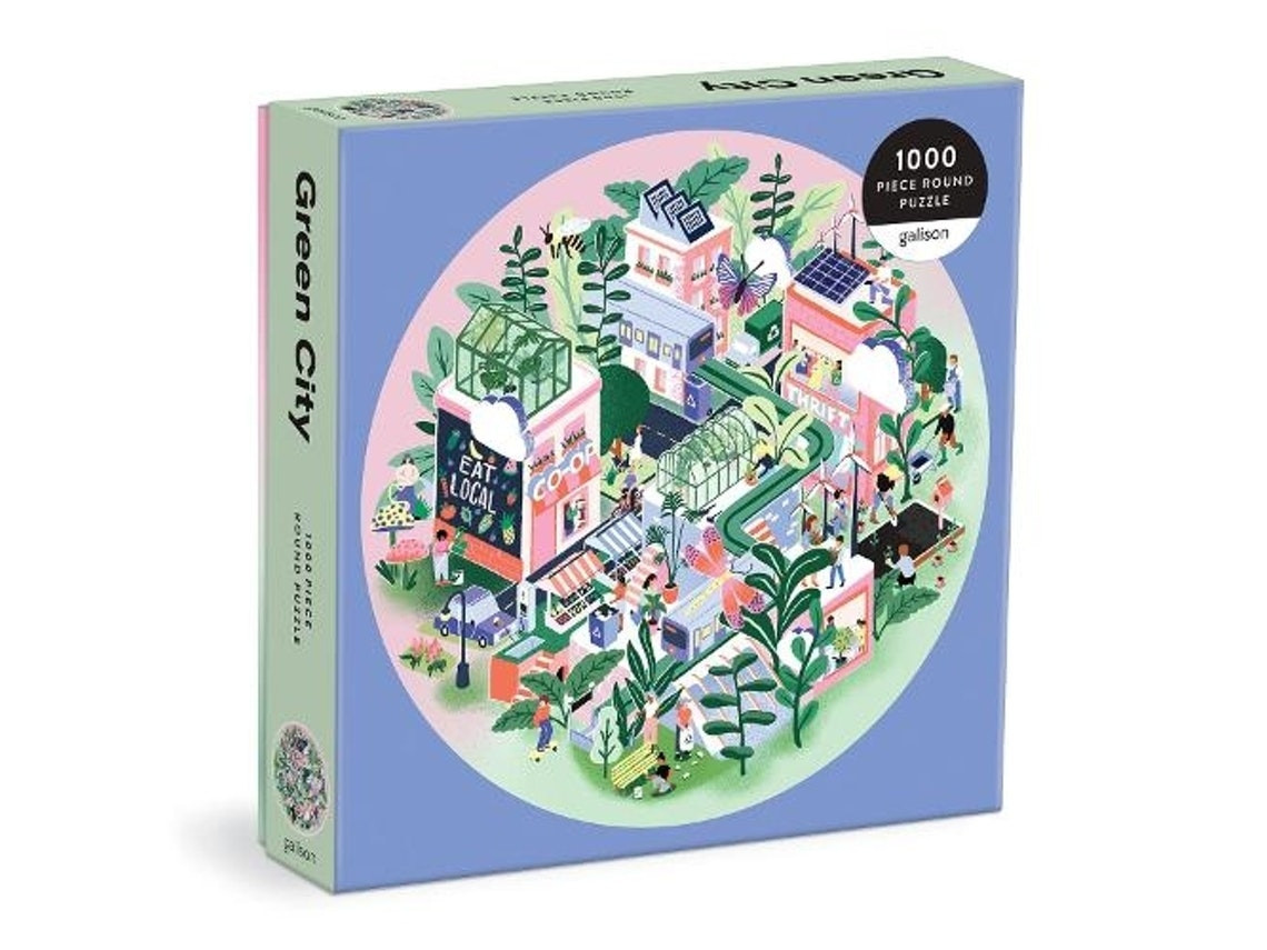 Green City round puzzle 1000-piece by Galison (English)