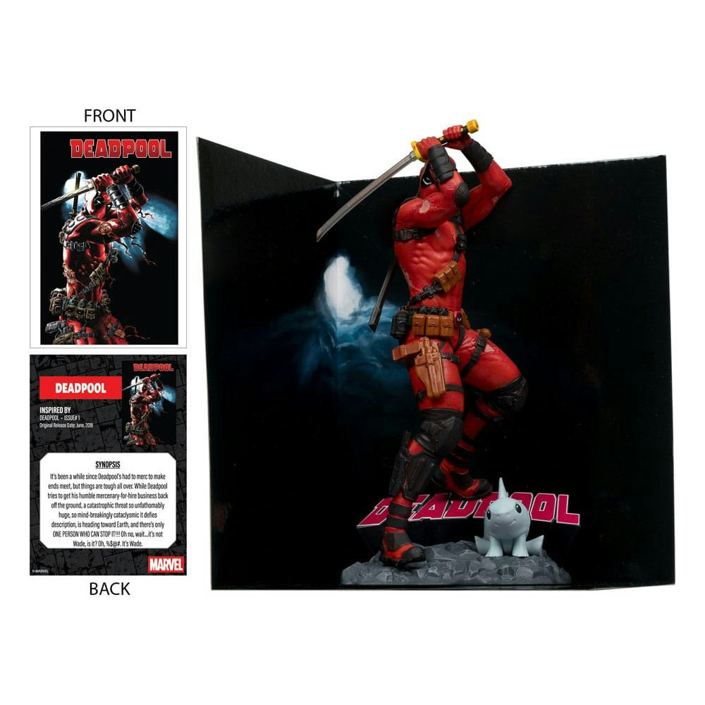Estatua PVC Deadpool 1:10 con base y escenario, 18 cm