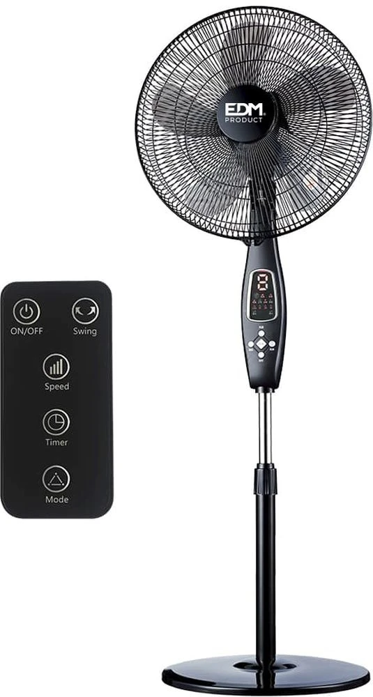 Ventilador de pie 60W con mando y temporizador - aspas 40 cm - altura regulable
