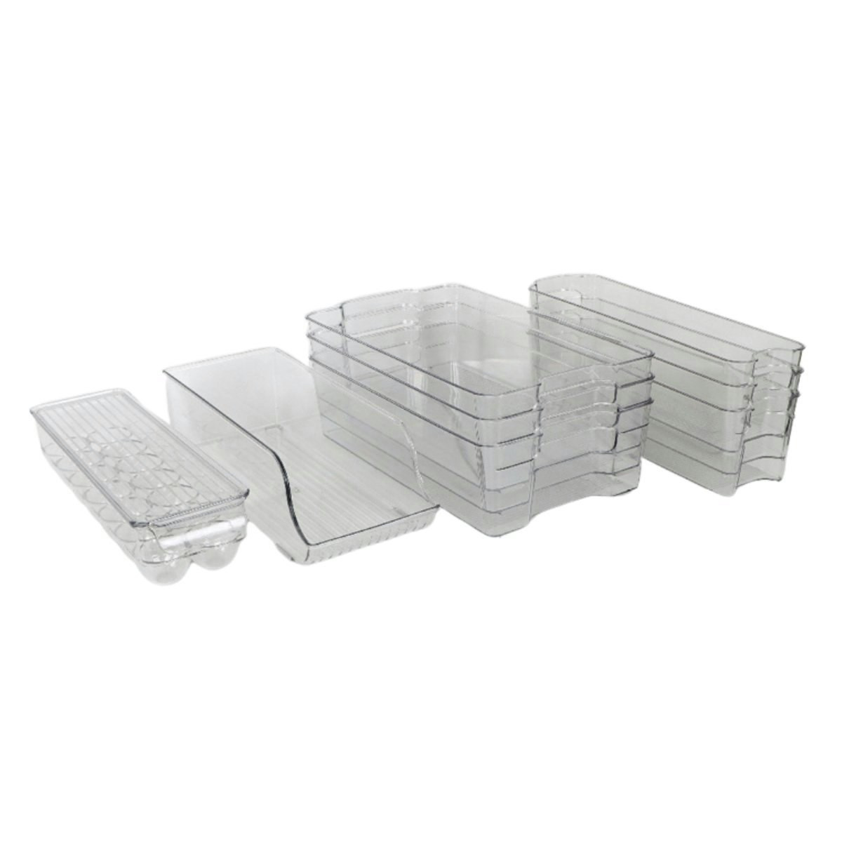 Set de organizadores apilables PET transparente 8 piezas