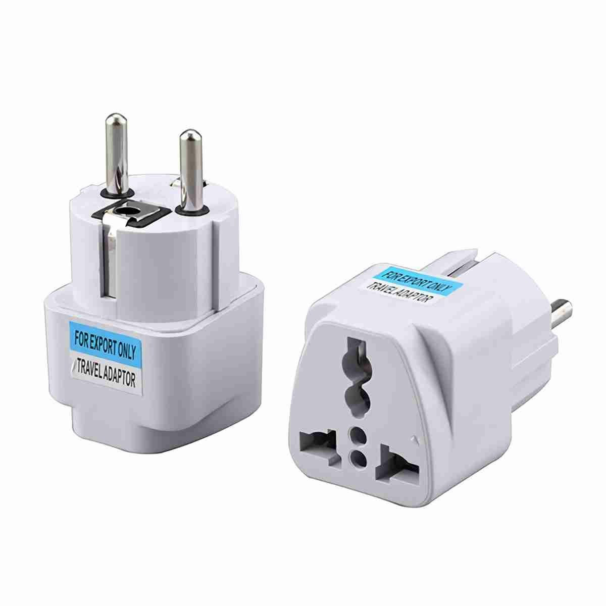Universal travel adapter for international plugs to Euro sockets