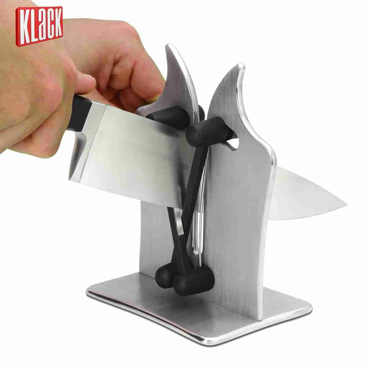 Manual knife sharpener with tungsten-carbon blades