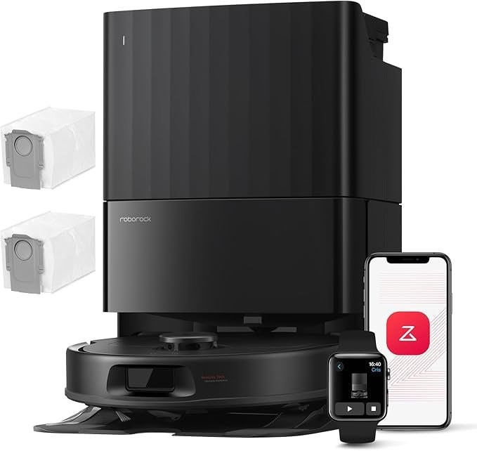 Robot Aspirador Roborock QV 35A com 8000Pa e Mopas Giratórias Duplas Eleváveis Preto