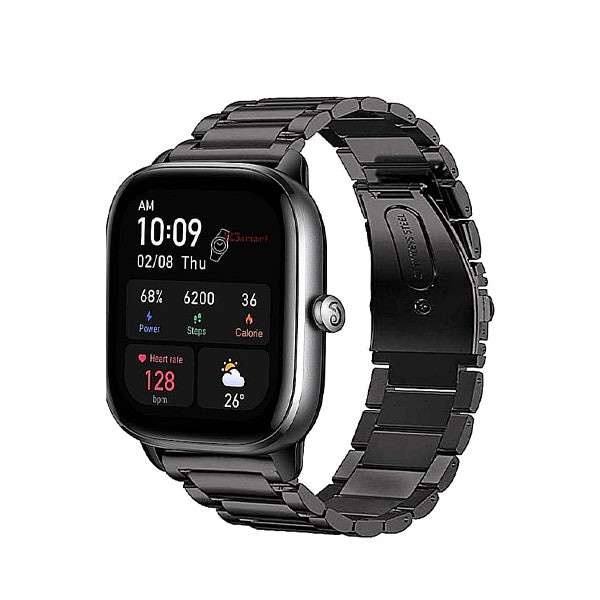 Correa Stainless Lux de acero compatible con OnePlus Nord Watch - Negro