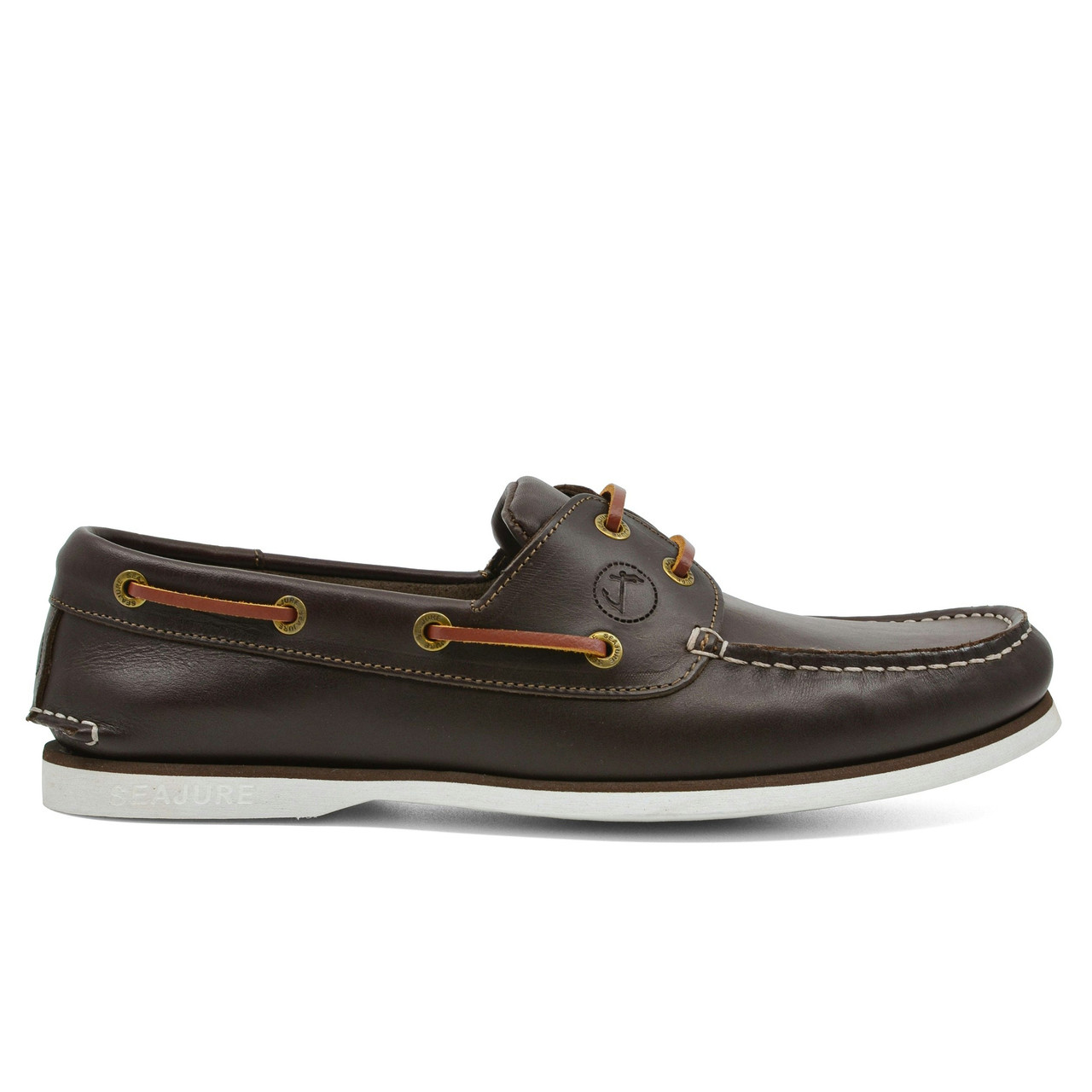 Men's boat shoe in genuine leather with natural rubber sole