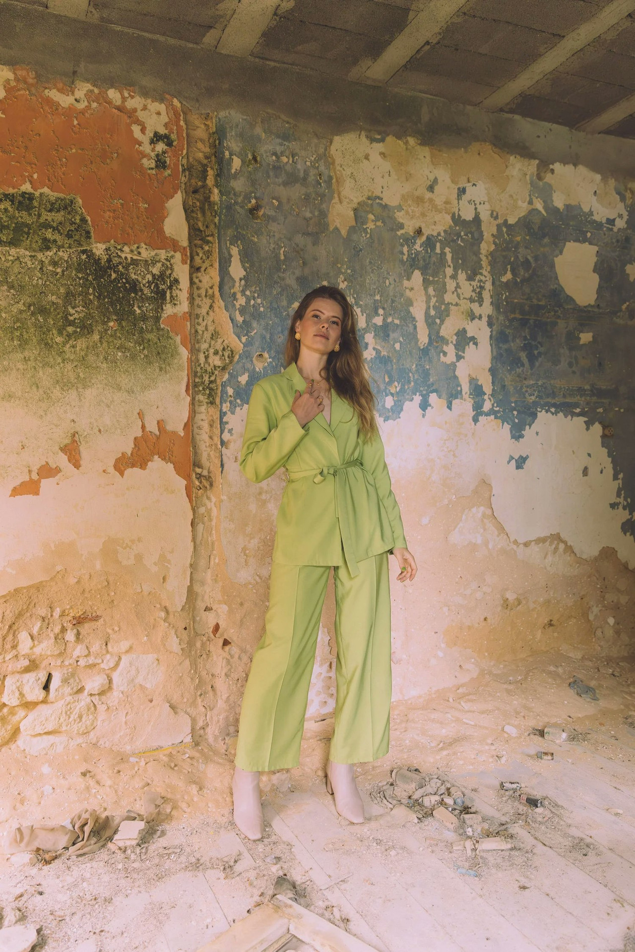 Pantalones rectos en verde